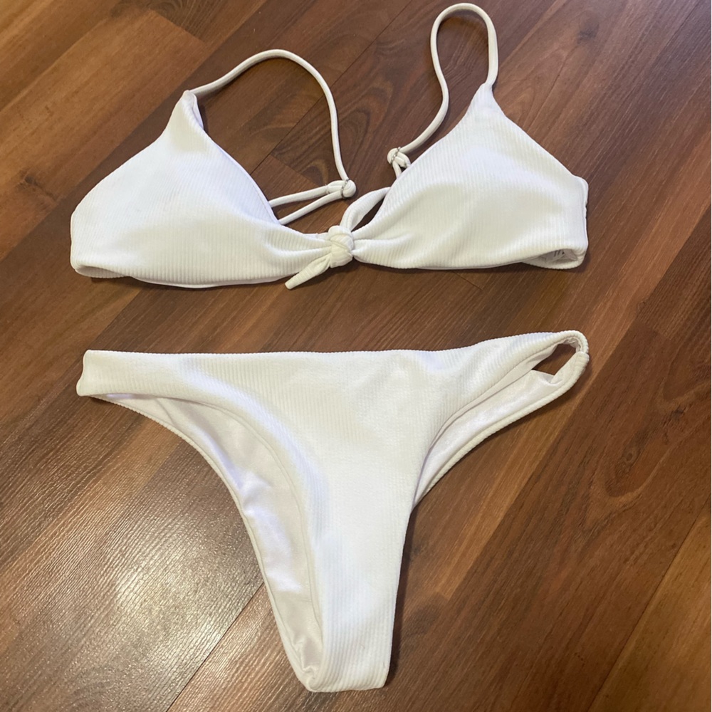 White Ribbed Bathing Suit